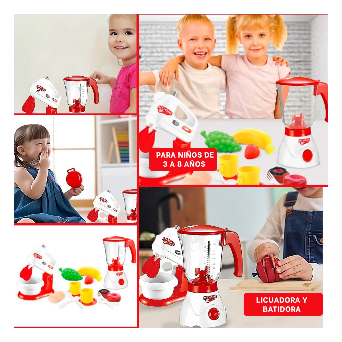 PACK2 JUEGO CREATIVO LICUADORA Y BATIDORA DE COCINA PARA JUEGO CREATIVO EN CASA YPAPEL REGALO - 3
