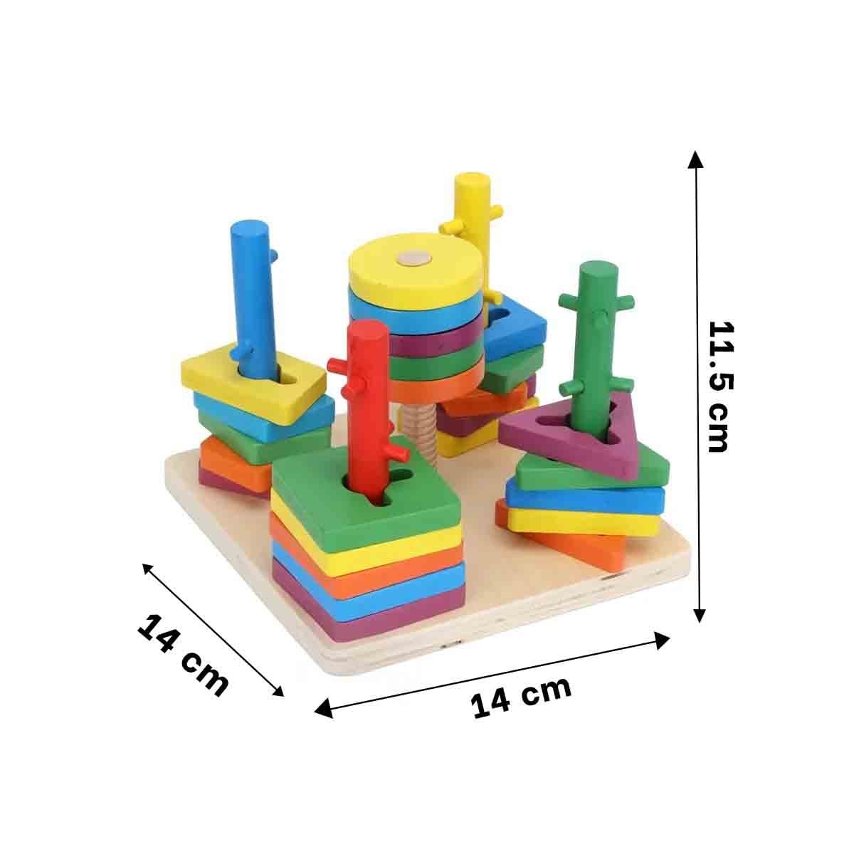 PACK4 ENTRETENIMIENTO EDUCATIVO DE ENCAJE MULTICOLOR CON FIGURAS DE MADERA YREGALO STICKER - 4