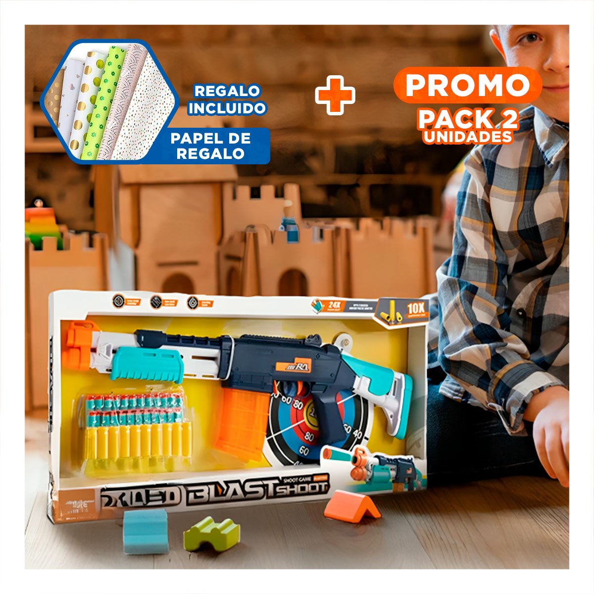PACK2 LANZADOR DE DARDOS CON CAJA PARA USO DIARIO EN HOGAR YPAPEL REGALO - 1