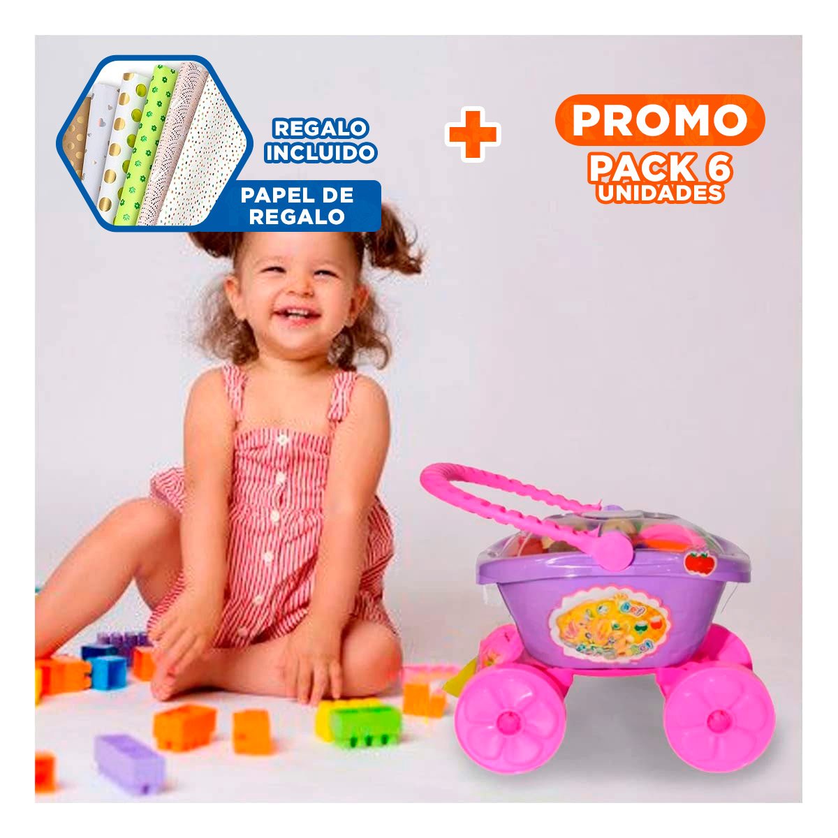 PACK6 UNIDAD MOVIL CANASTA DE VERDURAS PARA COCINA Y HOGAR CON RUEDAS COMODA YPAPEL REGALO - 1