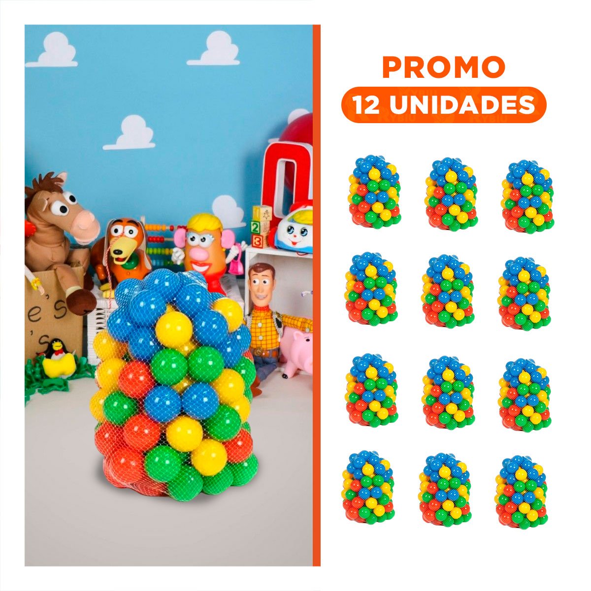 PACK12 JUEGO DINAMICO CON PELOTAS PARA CASA PARQUE Y EXTERIOR YREGALO STICKER - 1