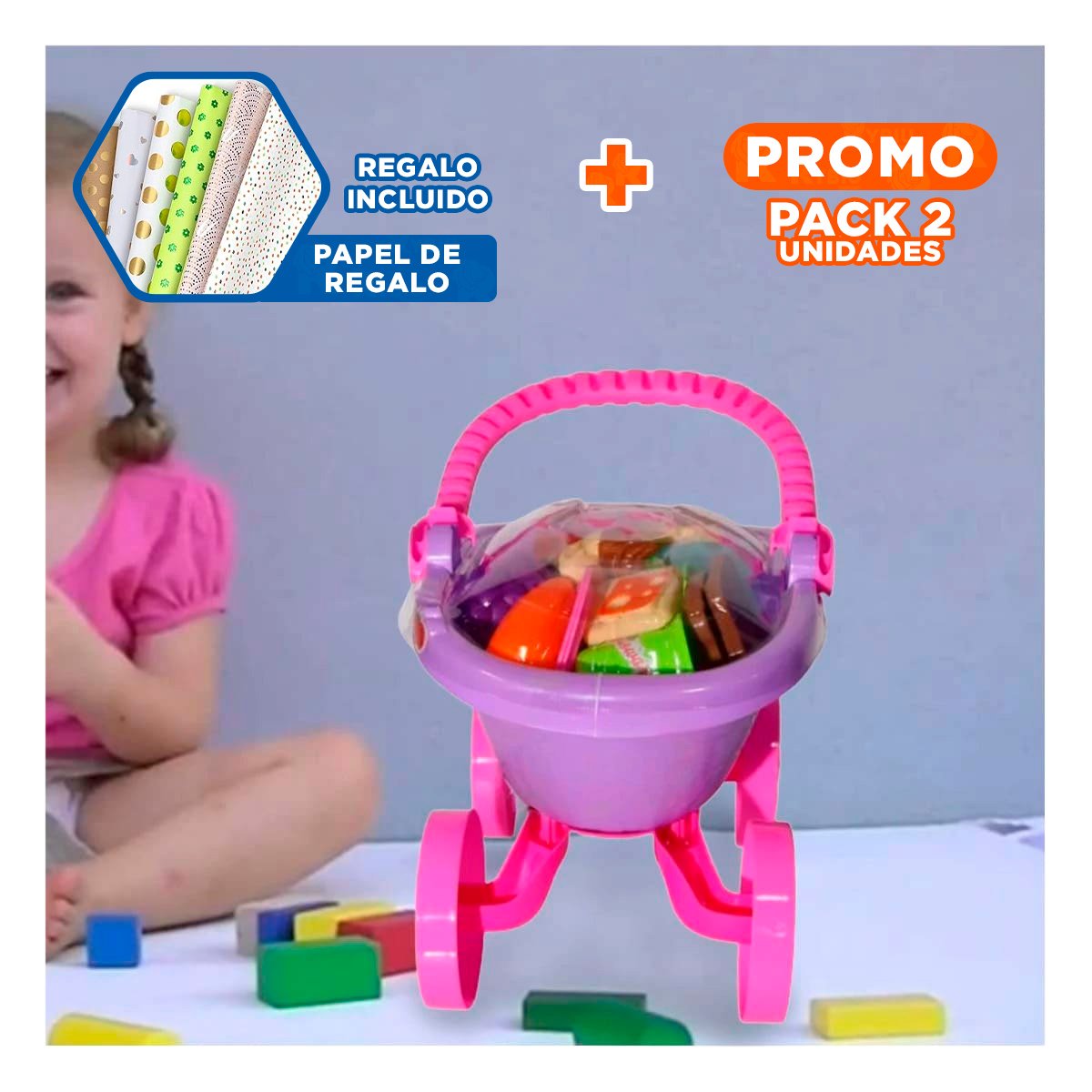 PACK2 CENTRO CANASTA DE VERDURAS PARA HOGAR CON RUEDAS METALICO Y ESTABLE YPAPEL REGALO - 1