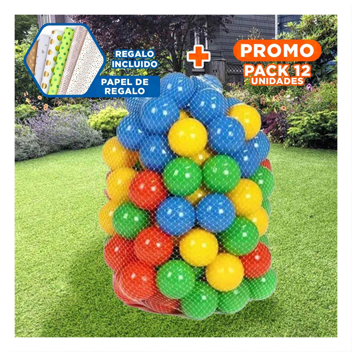 PACK12 RECREACION DIARIA CON PELOTAS PARA CASA PARQUE YPAPEL REGALO - 1