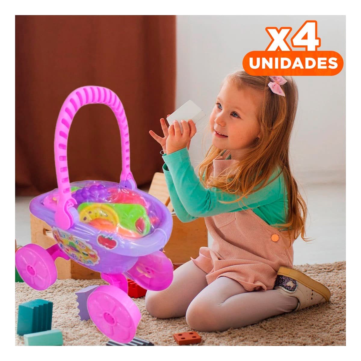 PACK4 MODULO MOVIL CANASTA DE VERDURAS PARA COCINA Y HOGAR CON RUEDAS UTIL - 1