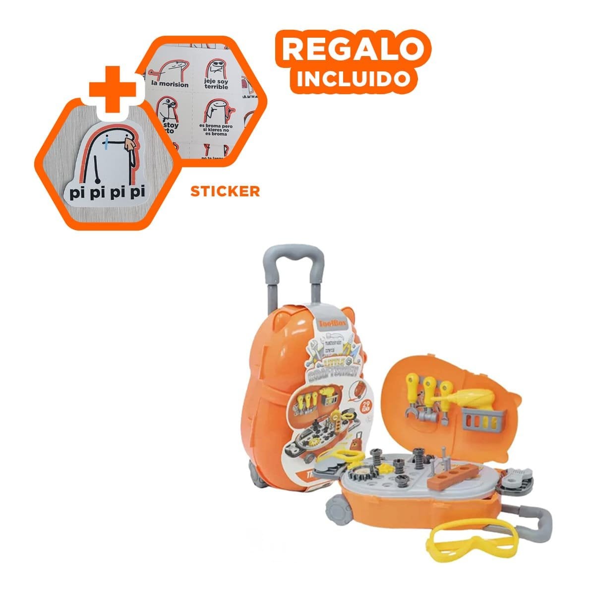 MALETIN PLASTICO DE HERRAMIENTAS DE JUGUETE EDUCATIVO CREATIVO EN HOGAR YREGALO STICKER - 1