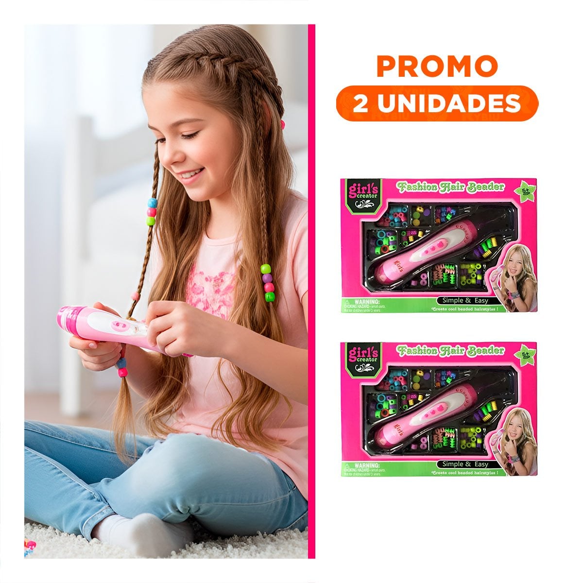 PACK2 ESTUCHE INFANTIL DE DECORACION CAPILAR PARA JUEGO CREATIVO - 1