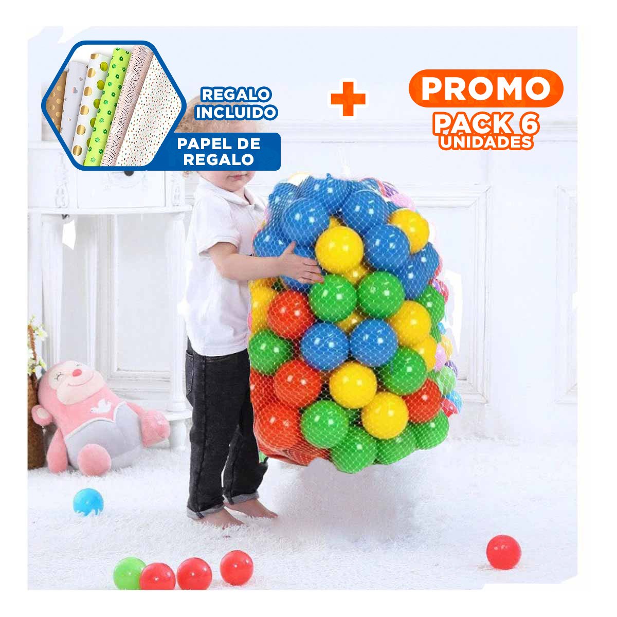 PACK6 MOVIMIENTO DIARIO CON PELOTAS PARA CASA PARQUE YPAPEL REGALO - 1