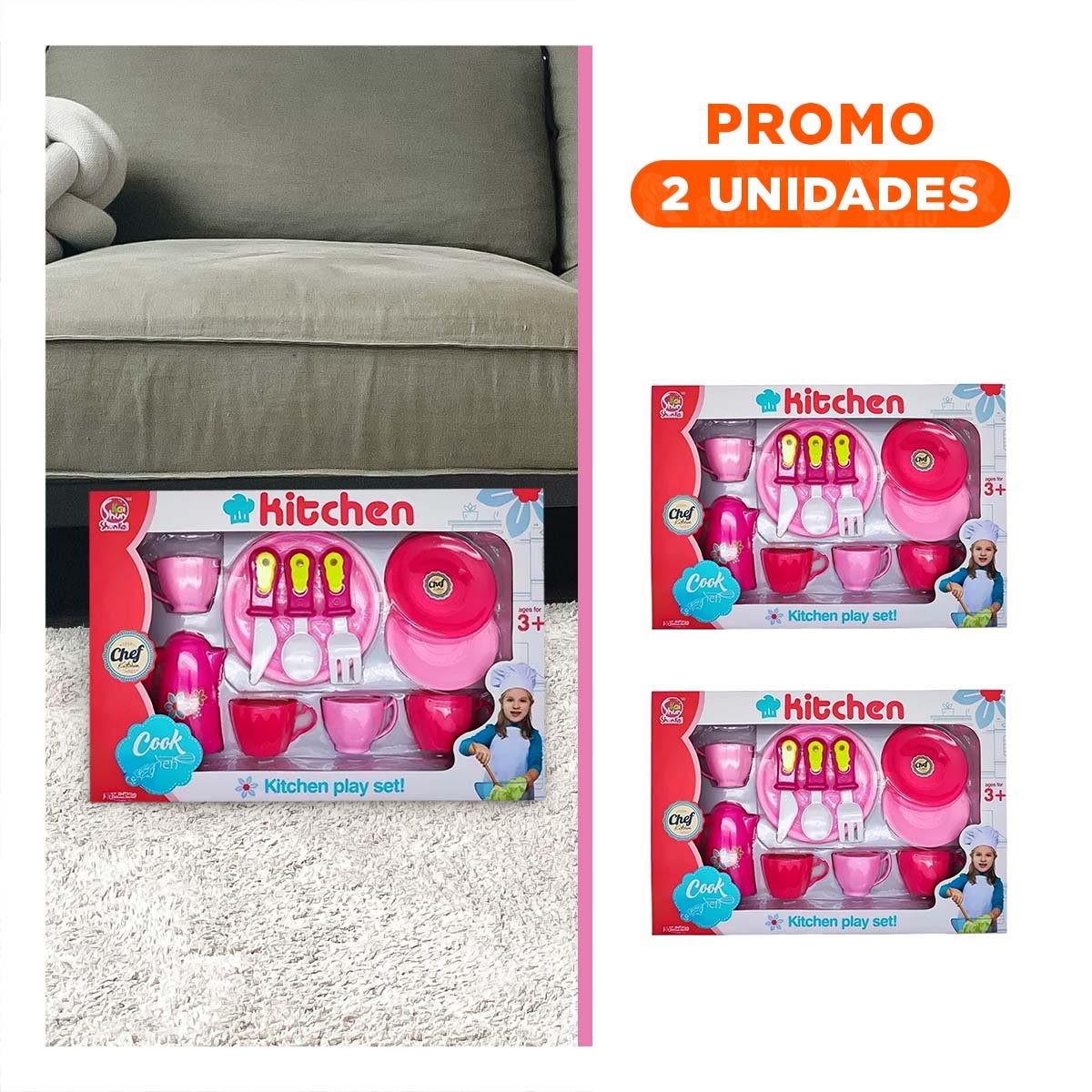 PACK2 ELECCION DE COCINA CON PLATOS Y TAZAS ROSADO PARA HOGAR Y USO CONSTANTE - 1