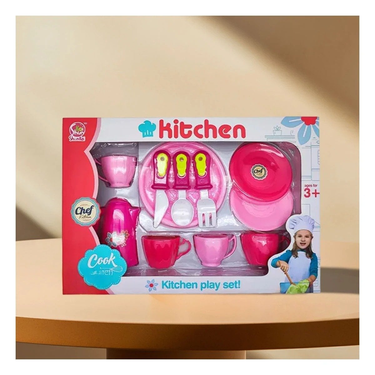 COLECCION HOGAR DE COCINA CON PLATOS Y TAZAS ROSADO PARA MESA FUNCIONAL YREGALO STICKER - 5
