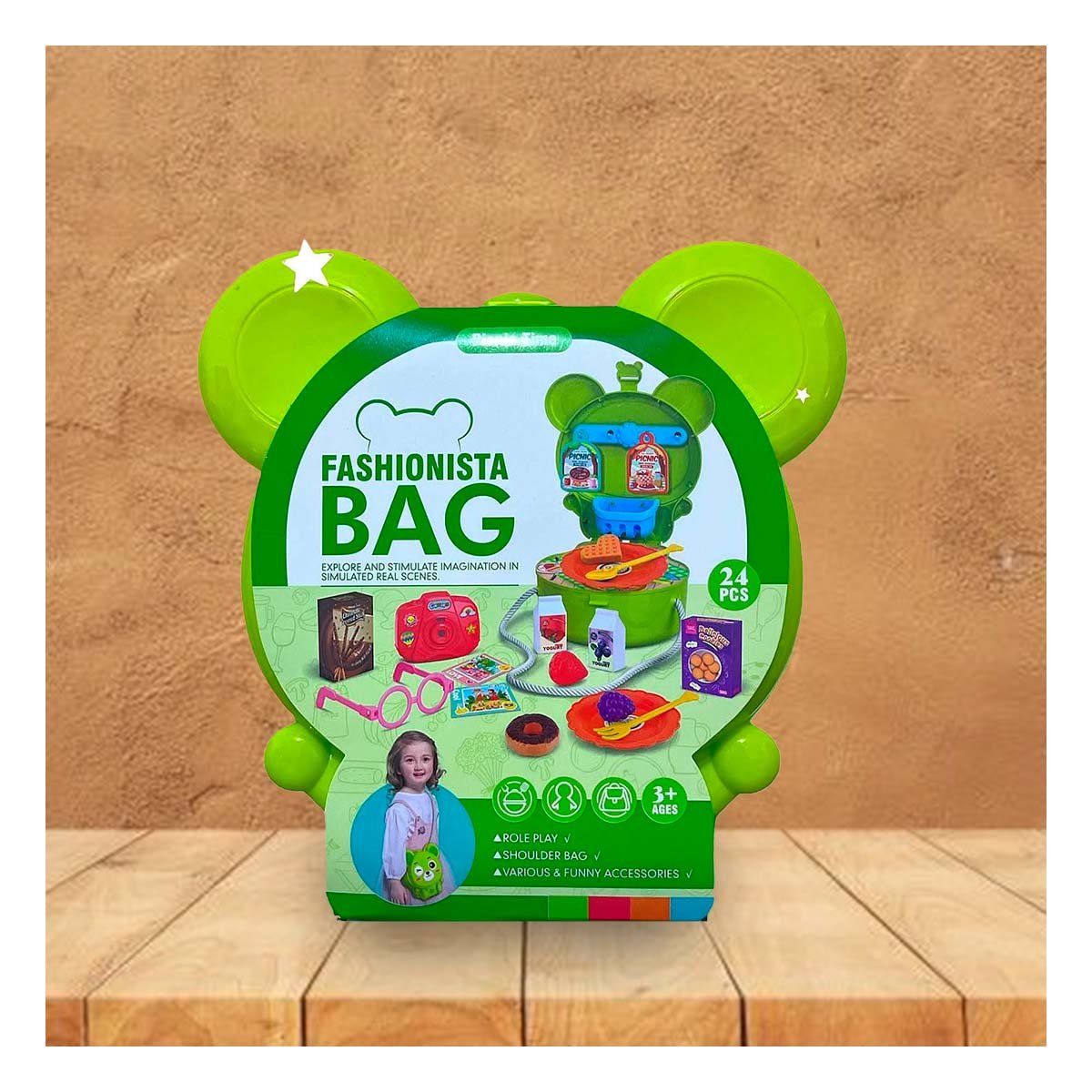 MALETIN OREJITAS PICNIC 24 PZS VERDE PARA JUEGO INFANTIL IMAGINATIVO YLIGAS REGALO - 2