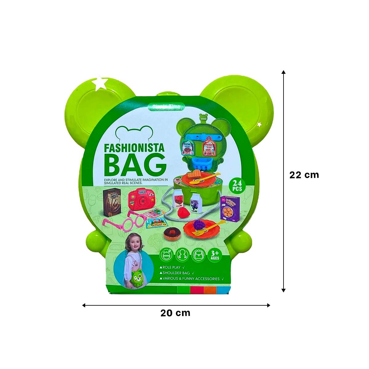 MALETIN OREJITAS PICNIC 24 PZS VERDE PARA JUEGO INFANTIL IMAGINATIVO YLIGAS REGALO - 4