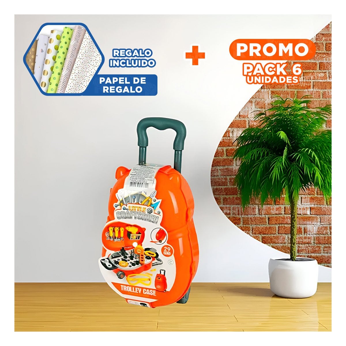 PACK6 MALETIN DIDACTICO DE HERRAMIENTAS DE JUGUETE EDUCATIVO PARA JUEGO CREATIVO YPAPEL REGALO - 1