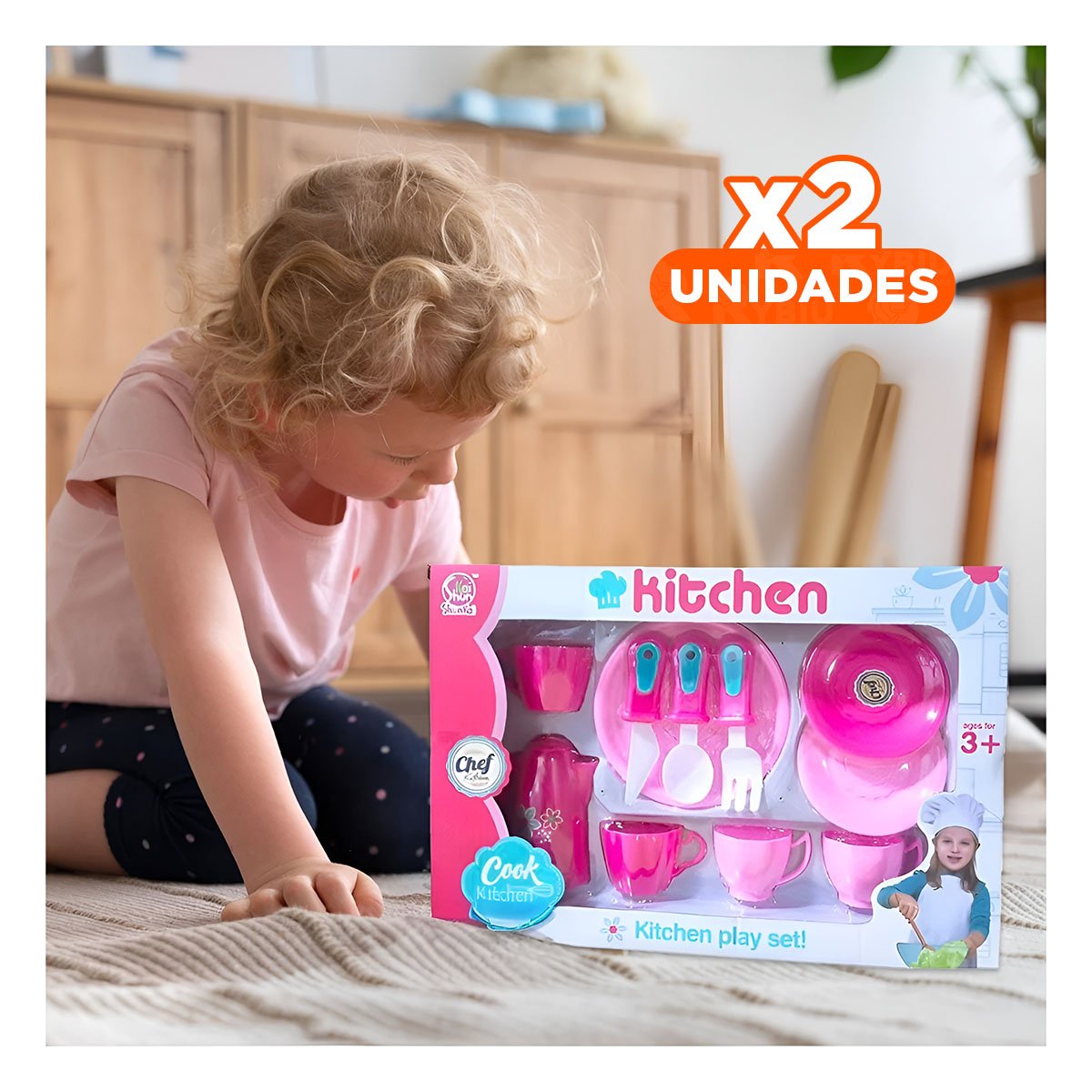 PACK2 DISEÑO DE COCINA CON PLATOS Y TAZAS ROSADO PARA HOGAR Y ESTILO ACTUAL YREGALO STICKER - 1