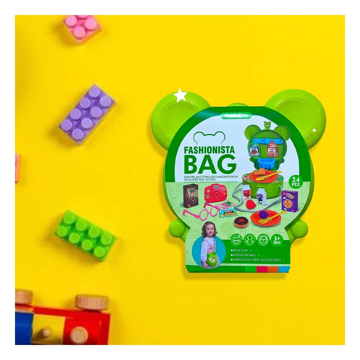 MALETIN OREJITAS PICNIC 24 PZS VERDE PARA JUEGO INFANTIL DE COCINA YPAPEL REGALO - 2
