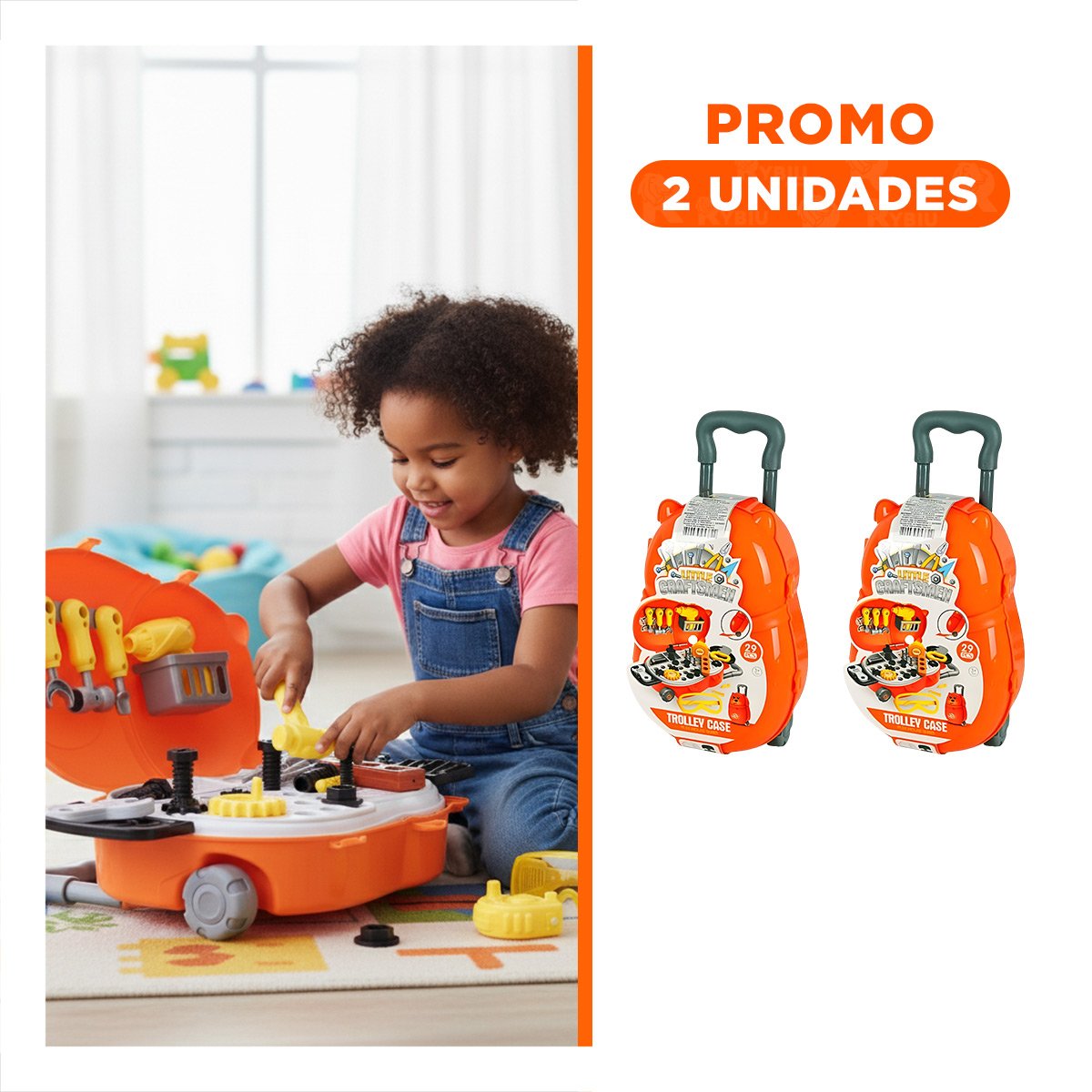 PACK2 PORTA JUEGOS DE HERRAMIENTAS DE JUGUETE EDUCATIVO PARA JUEGO CREATIVO EN CASA - 1