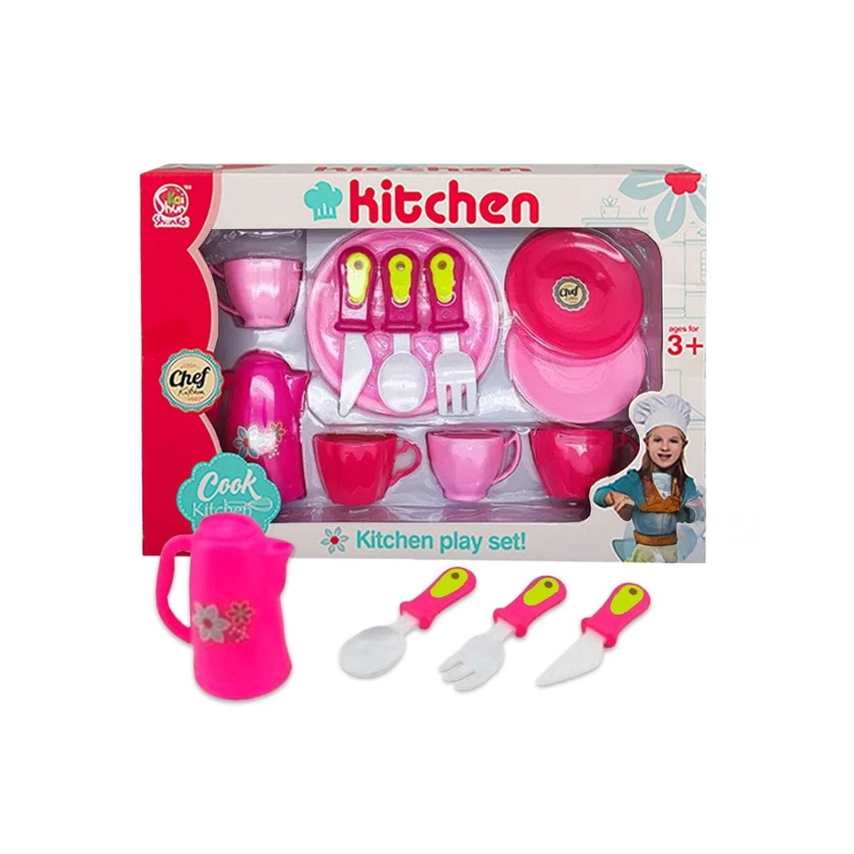 LINEA HOGAR DE COCINA CON PLATOS Y TAZAS ROSADO PARA COMIDAS DIARIAS YLIGAS REGALO - 3
