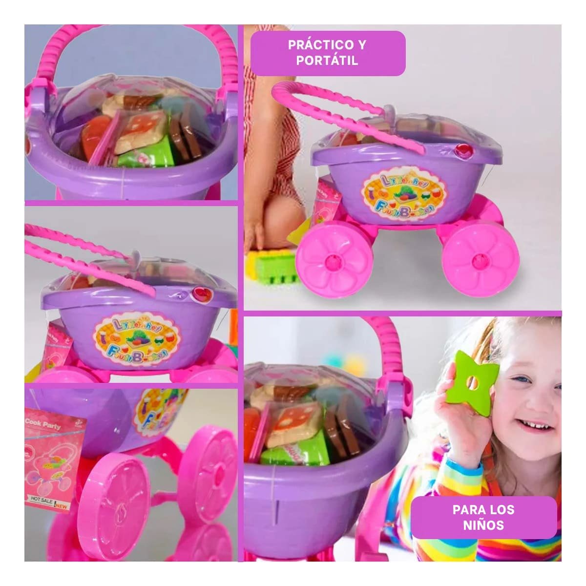 PACK4 ESTRUCTURA MOVIL CANASTA DE VERDURAS PARA COCINA CON RUEDAS RESISTENTE YREGALO STICKER - 2