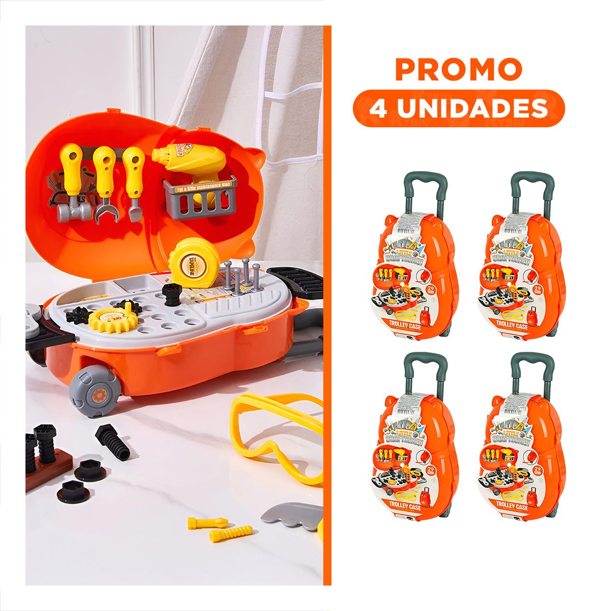 PACK4 KIT DIDACTICO DE HERRAMIENTAS DE JUGUETE EDUCATIVO PARA JUEGO CREATIVO YREGALO STICKER - 1