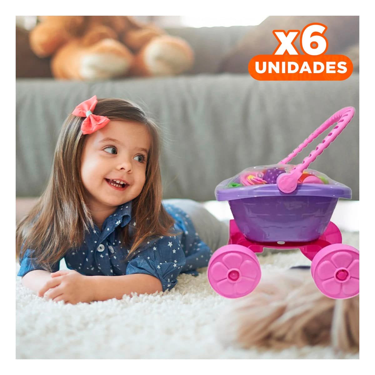 PACK6 RACK MOVIL CANASTA DE VERDURAS PARA COCINA Y HOGAR CON RUEDAS METALICO YREGALO STICKER - 1