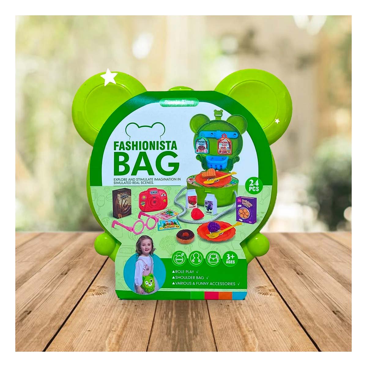 PACK12 CANASTA OREJITAS PICNIC 24 PZS VERDE PARA JUEGO INFANTIL IMAGINATIVO YPAPEL REGALO - 5