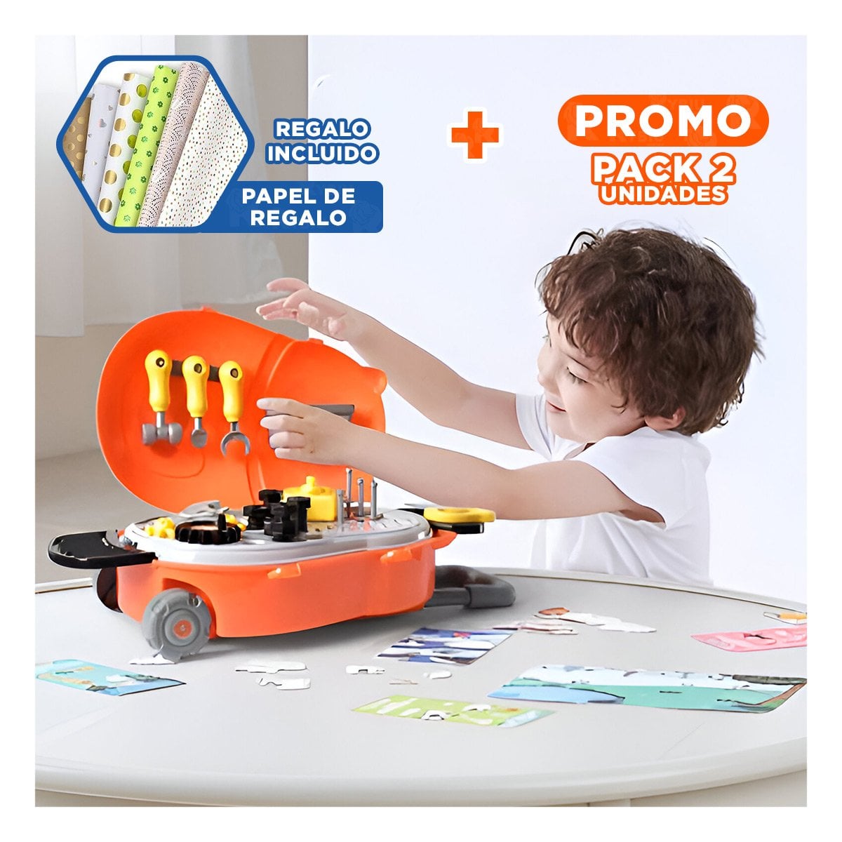PACK2 ORGANIZADOR PLASTICO DE HERRAMIENTAS DE JUGUETE EDUCATIVO CREATIVO YPAPEL REGALO - 1