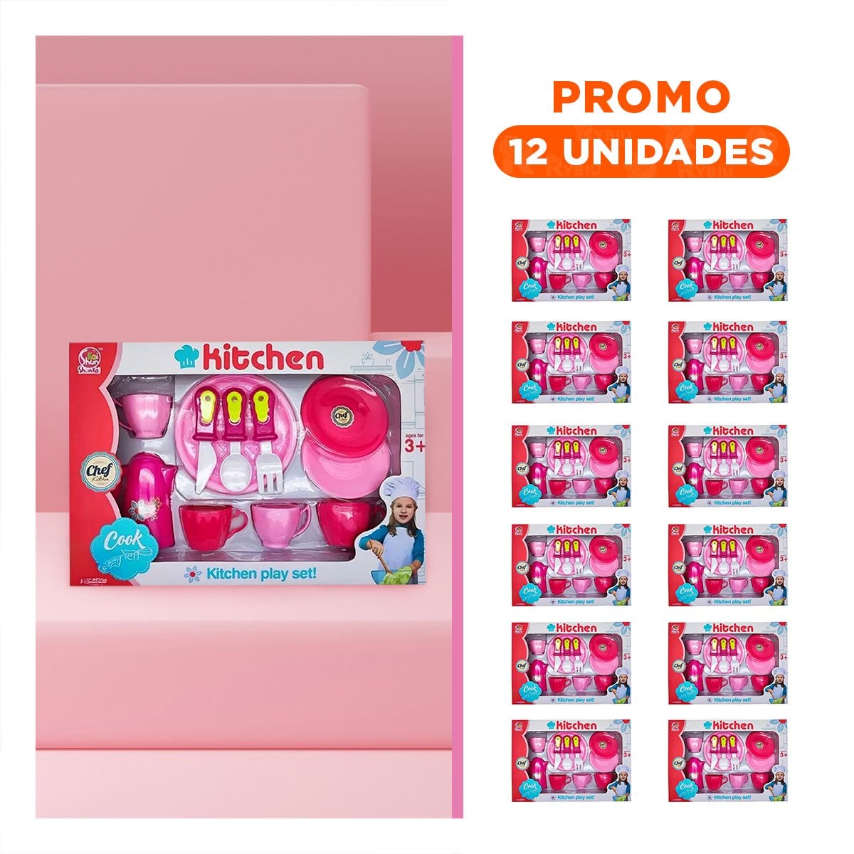 PACK12 PERFIL DE COCINA CON PLATOS Y TAZAS ROSADO PARA HOGAR Y MESA SUTIL YREGALO STICKER - 1