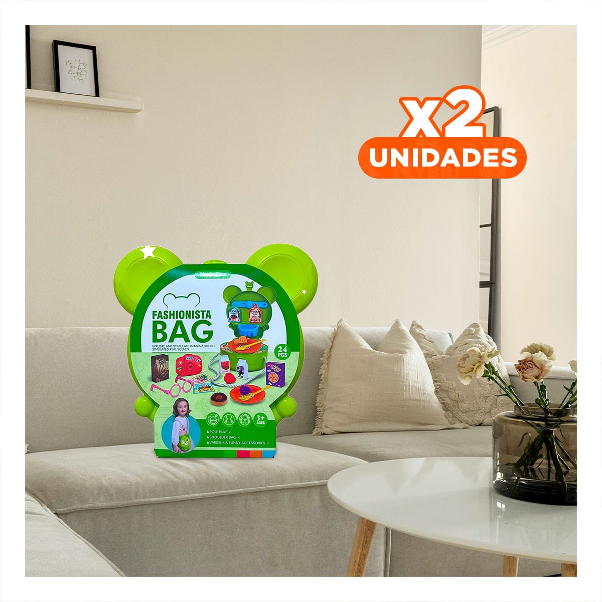 PACK2 SET OREJITAS PICNIC 24 PZS VERDE PARA ACTIVIDAD INFANTIL DE PICNIC YREGALO STICKER - 1