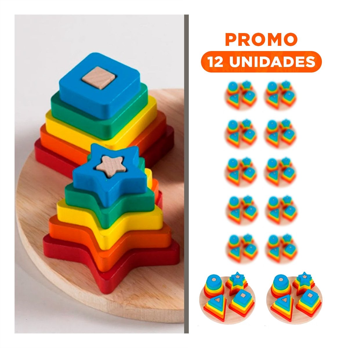 PACK12 ACTIVIDAD DIDACTICA DE ENCAJE CIRCULAR CON FIGURAS EDUCATIVO YREGALO STICKER - 1