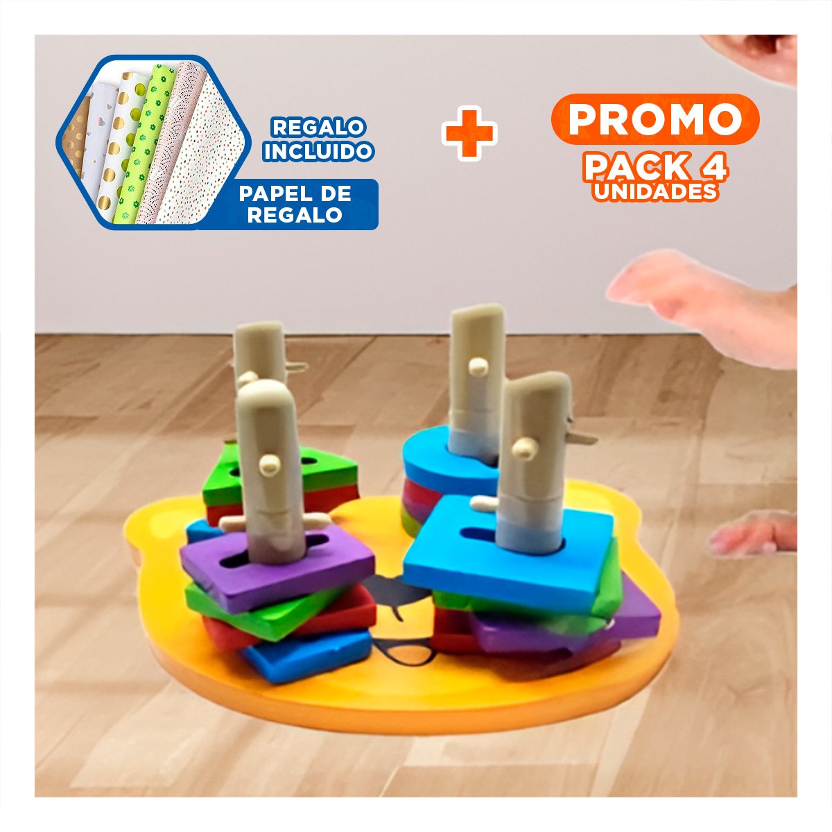 PACK4 MATERIAL EDUCATIVO DE OSO ENCAJE ACTIVIDAD LOGICA YPAPEL REGALO - 1