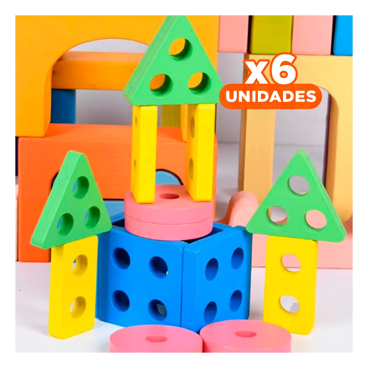 PACK6 APRENDIZAJE DIVERTIDO DE ENCAJE GEOMETRICO Y CAJA CHICA DIDACTICO YREGALO STICKER - 1