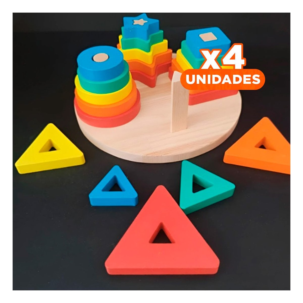 PACK4 ROMPECABEZAS EDUCATIVO DE ENCAJE CIRCULAR CON FIGURAS JUEGO DIDACTICO - 1
