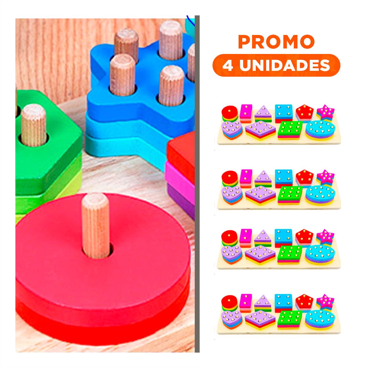 PACK4 SET DE ENCAJE GEOMETRICO Y CAJA CHICA DIDACTICO YREGALO STICKER - 1