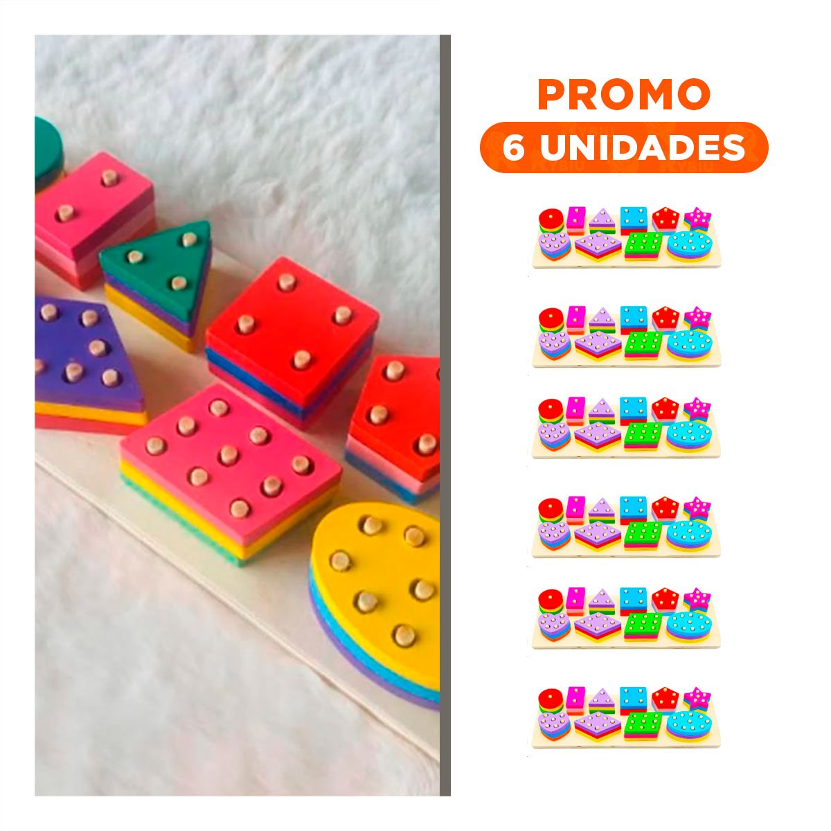 PACK6 TABLERO DE ENCAJE GEOMETRICO Y CAJA CHICA CREATIVO - 1