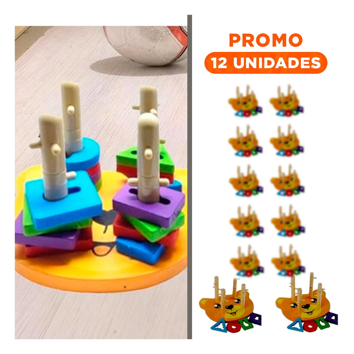 PACK12 TABLERO CREATIVO DE OSO ENCAJE DIDACTICO Y EDUCATIVO YREGALO STICKER - 1
