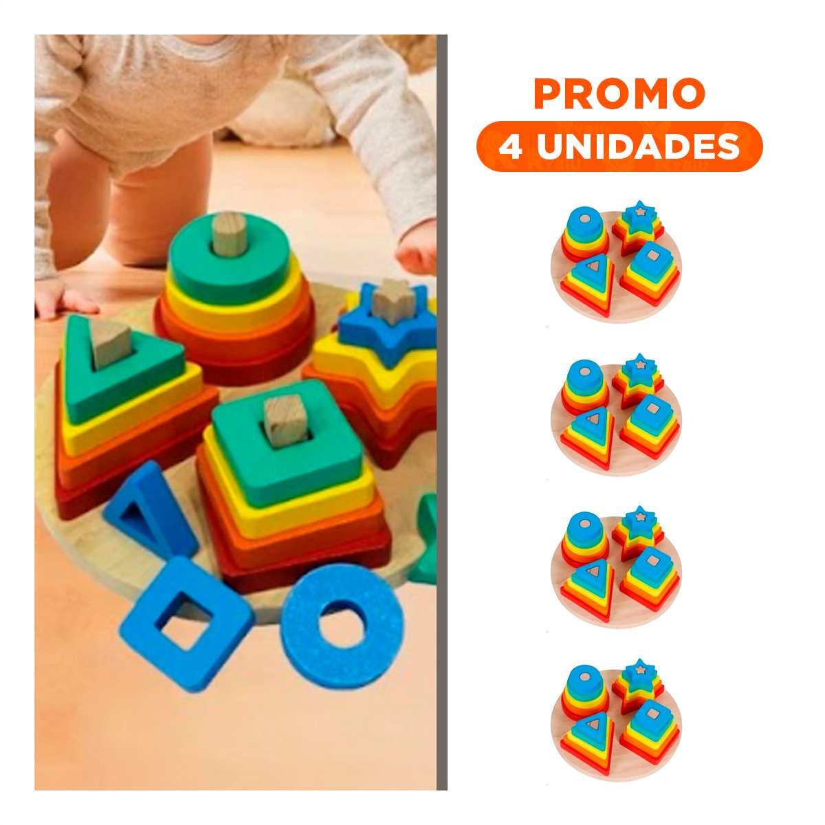 PACK4 SET DIDACTICO DE ENCAJE CIRCULAR CON FIGURAS ACTIVIDAD EDUCATIVA YREGALO STICKER - 1