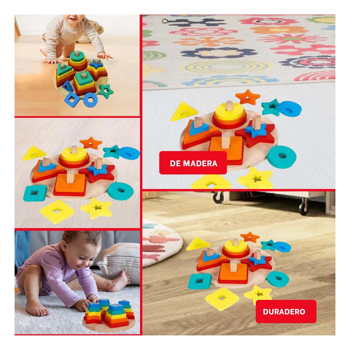 PACK4 SET DIDACTICO DE ENCAJE CIRCULAR CON FIGURAS ACTIVIDAD EDUCATIVA YREGALO STICKER - 2