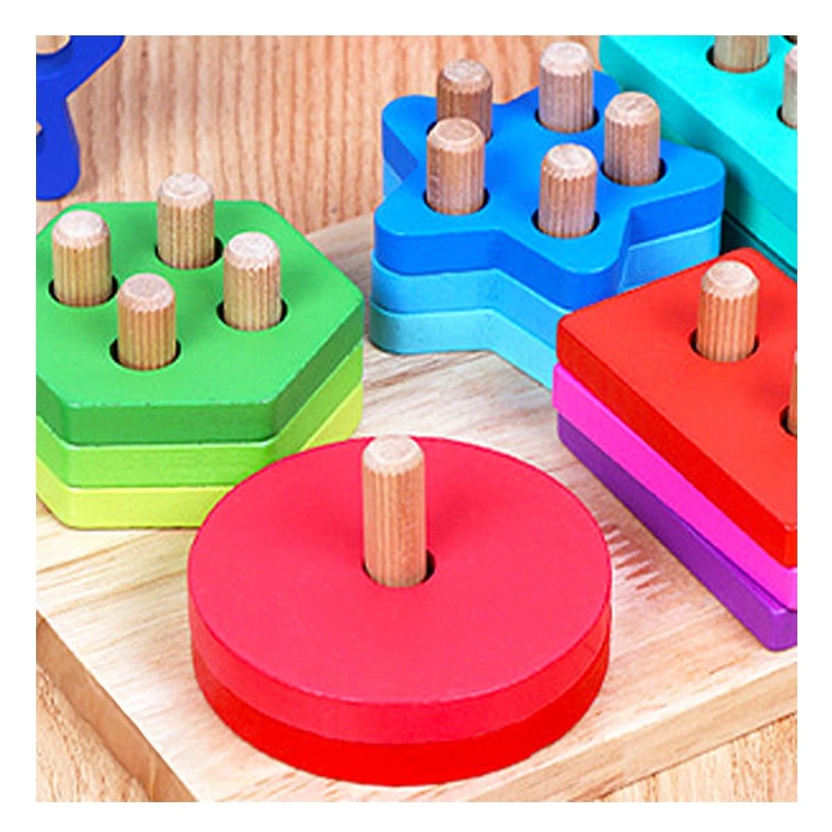 PACK4 ROMPECABEZAS DE ENCAJE GEOMETRICO Y CAJA CHICA EDUCATIVO YPAPEL REGALO - 5