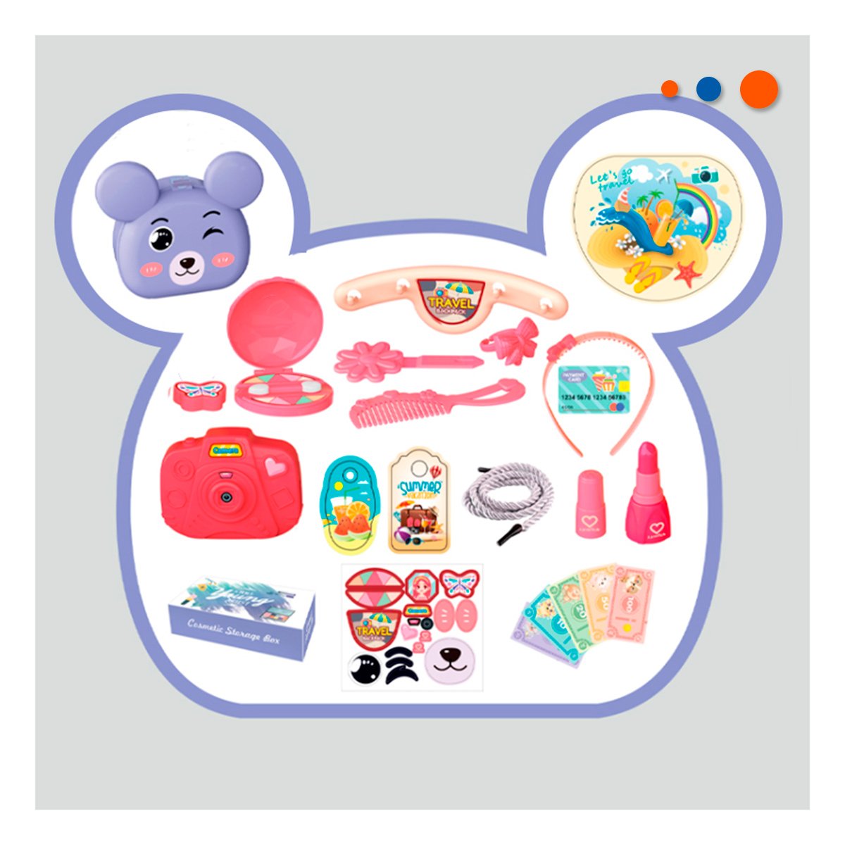 MALETIN INFANTIL CON OREJITAS PARA JUEGO DIARIO Y ACCESORIOS DE VIAJE YSTICKY - 2