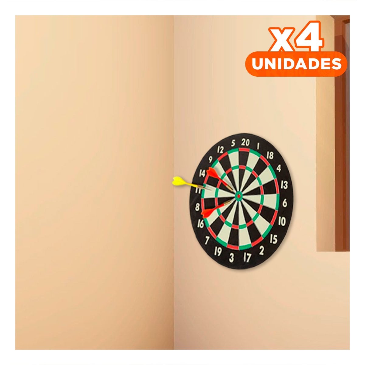 PACK4 JUEGO DE DARDOS PARA ENTRETENIMIENTO CIRCULAR DE MADERA - 1