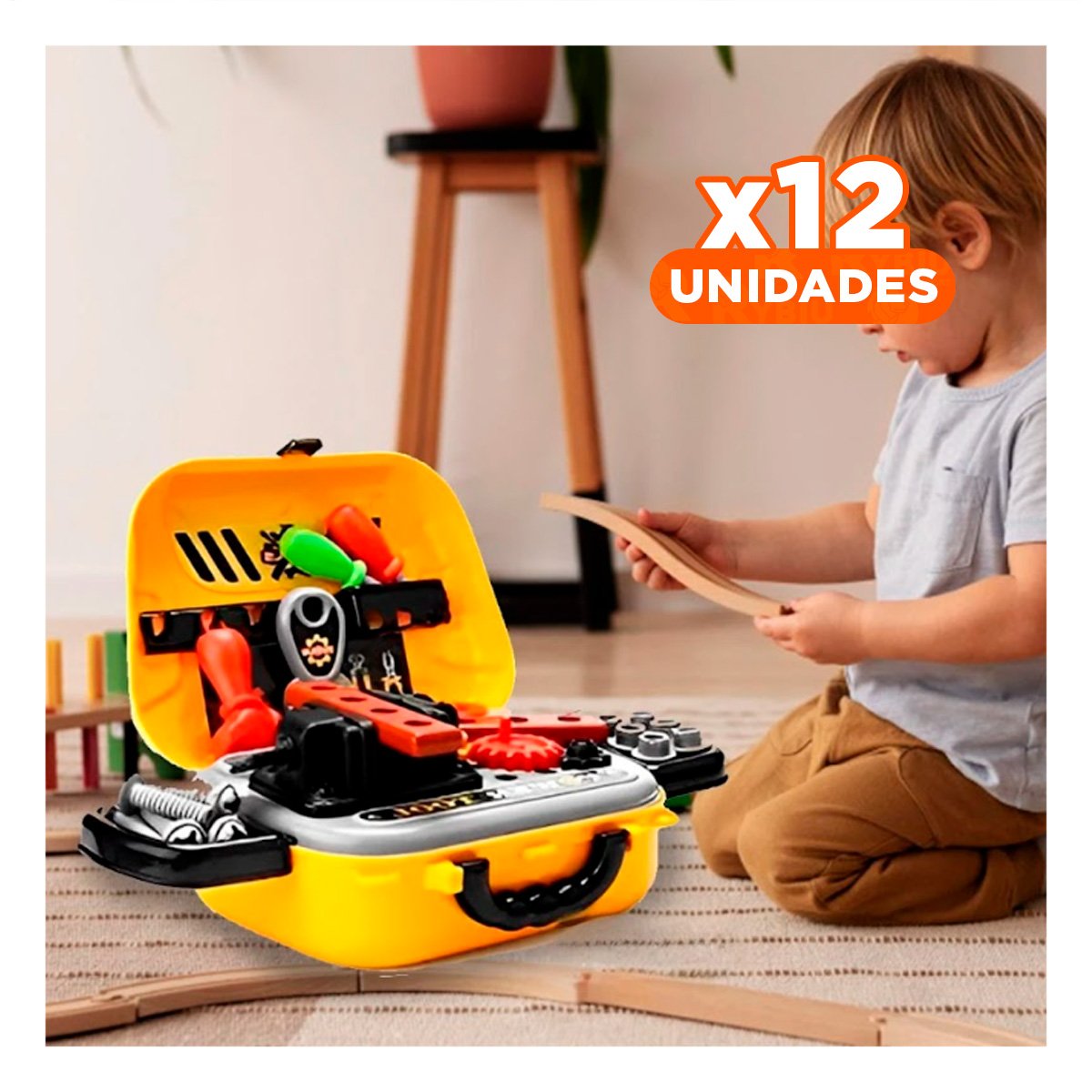 PACK12 SET INFANTIL DE HERRAMIENTAS 2 EN 1 AMARILLO Y DIVERTIDO - 1