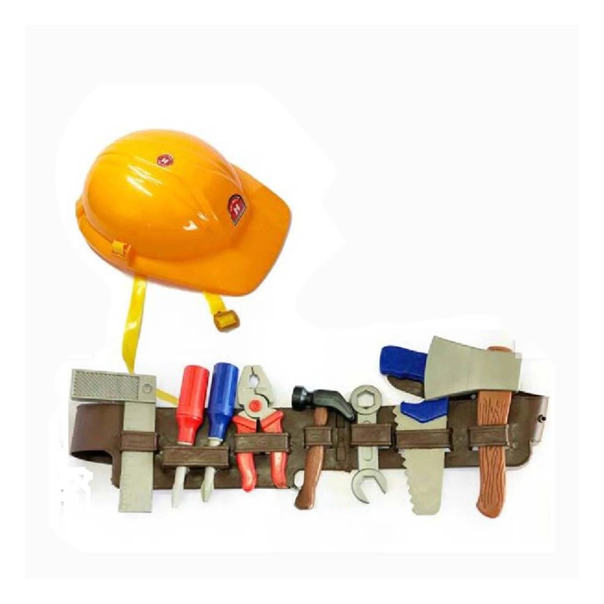 PACK6 KIT CREATIVO DE HERRAMIENTAS CON CINTURON Y CASCO AMARILLO INFANTIL YREGALO STICKER - 2