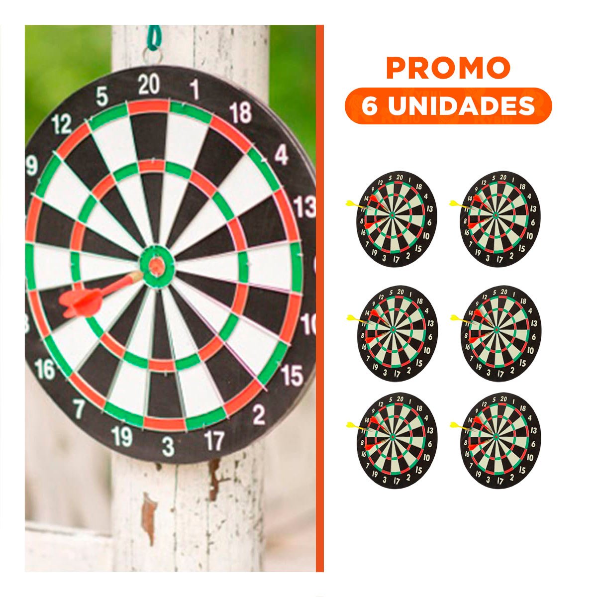PACK6 JUEGO DE PUNTERIA CLASICO CON DARDOS DE MADERA - 1