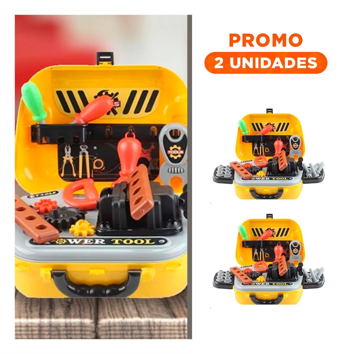PACK2 CAJA DE HERRAMIENTAS CREATIVA 2 EN 1 AMARILLO Y DIVERTIDA - 1