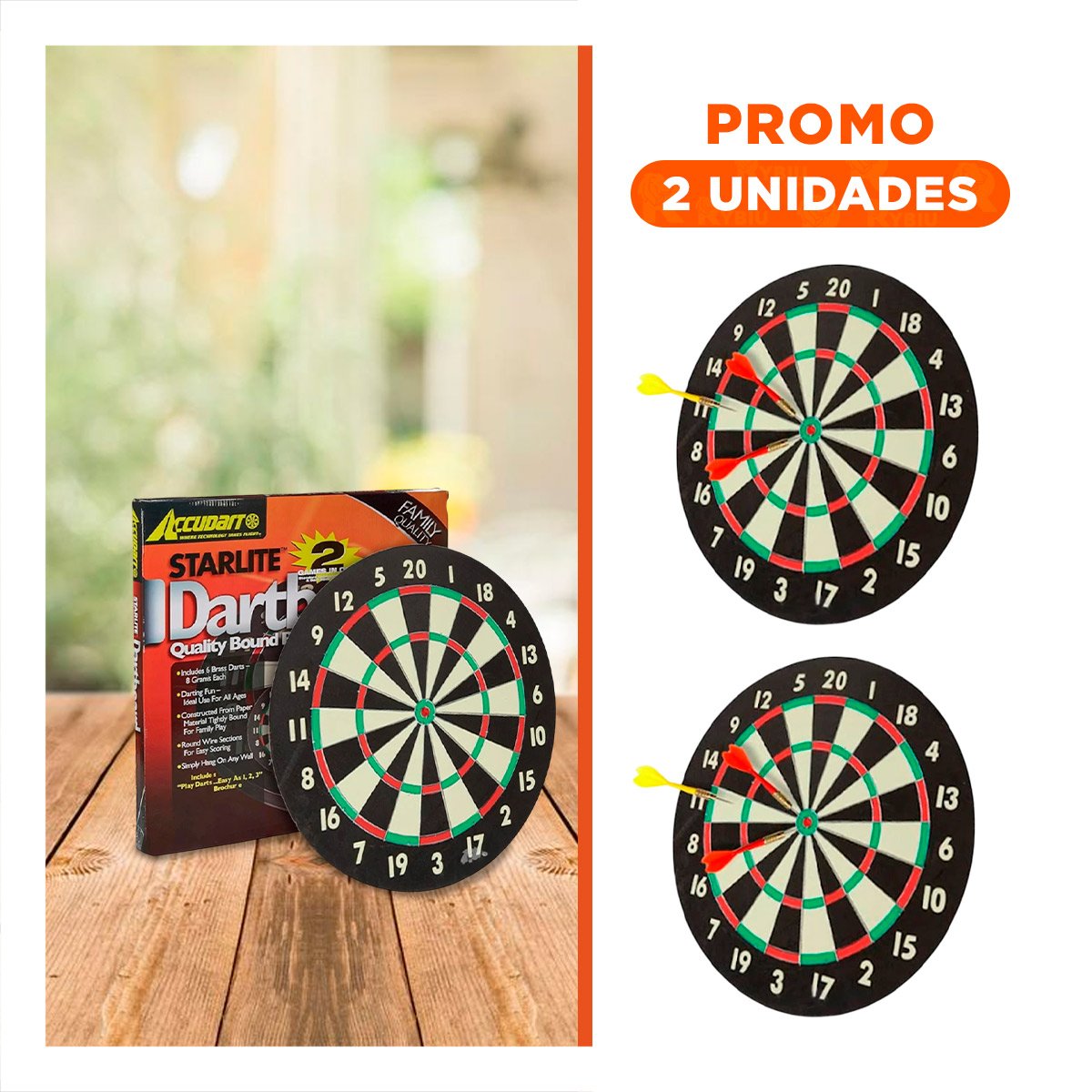 PACK2 JUEGO DE PRECISION CIRCULAR DE MADERA CON DARDOS - 1