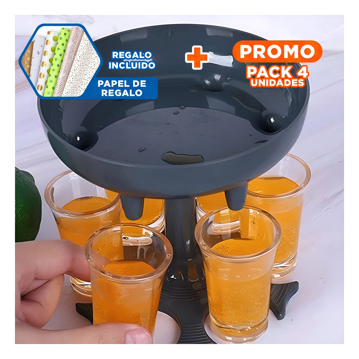 PACK4 CENTRO ORGANIZADOR DE COPAS SHOT PARA USO EN EL HOGAR YPAPEL REGALO - 1