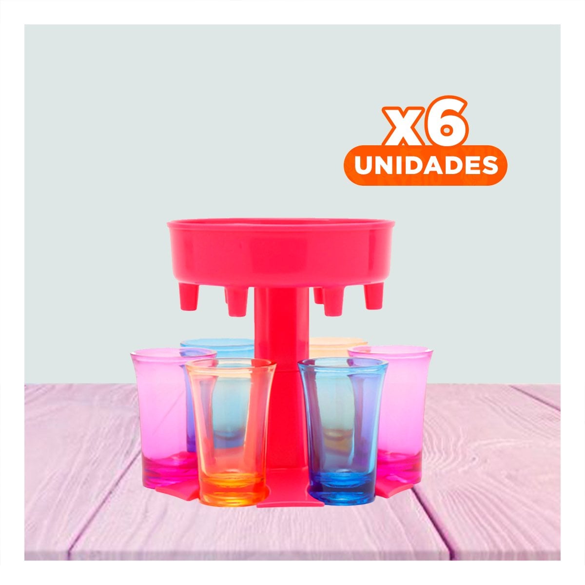 PACK6 BASE DE SERVICIO DE COPAS SHOT ROSADAS PARA USO EN EL HOGAR YREGALO STICKER - 1