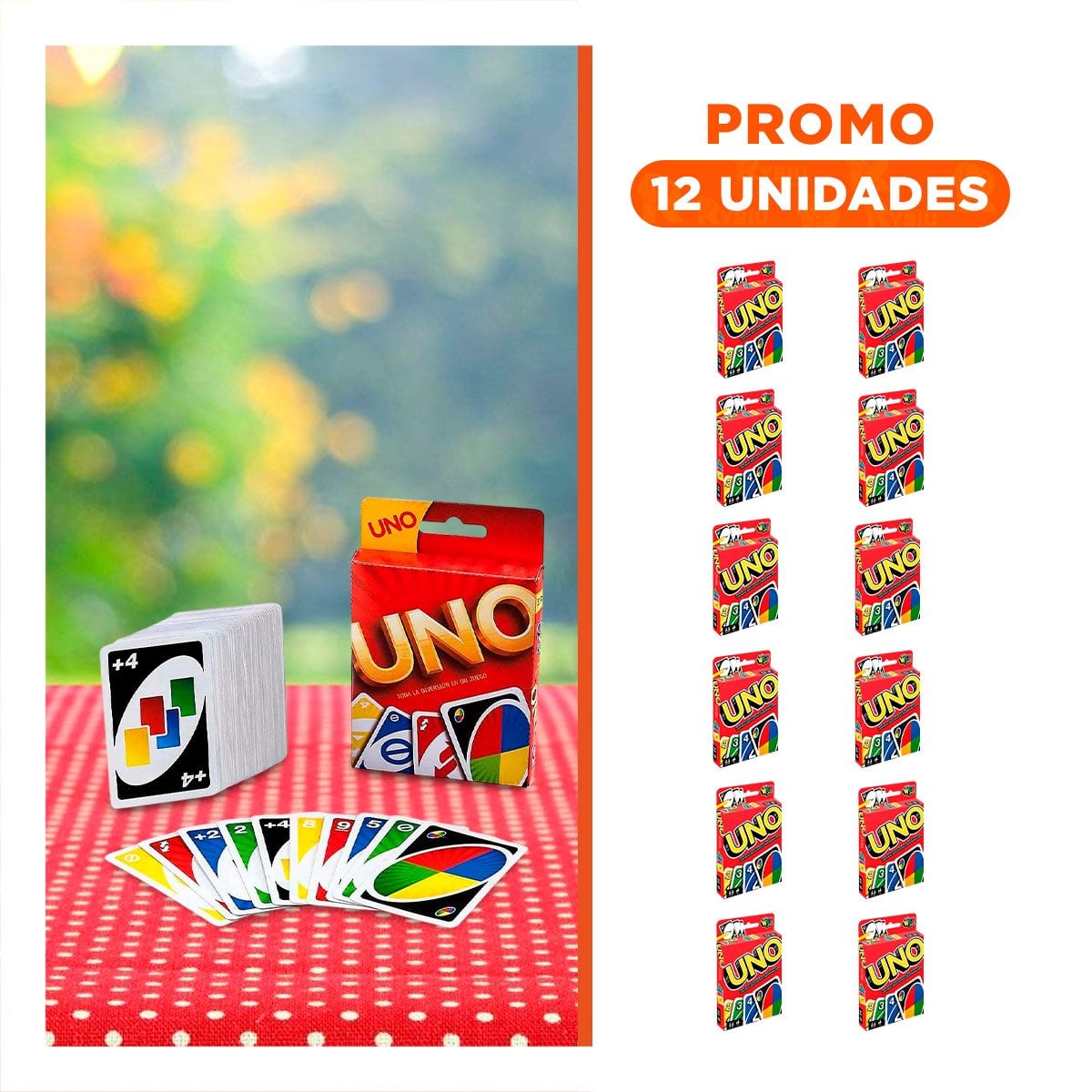 PACK12 CARTONES UNO PARA JUEGOS DE CARTAS EN FAMILIA YREGALO STICKER - 1