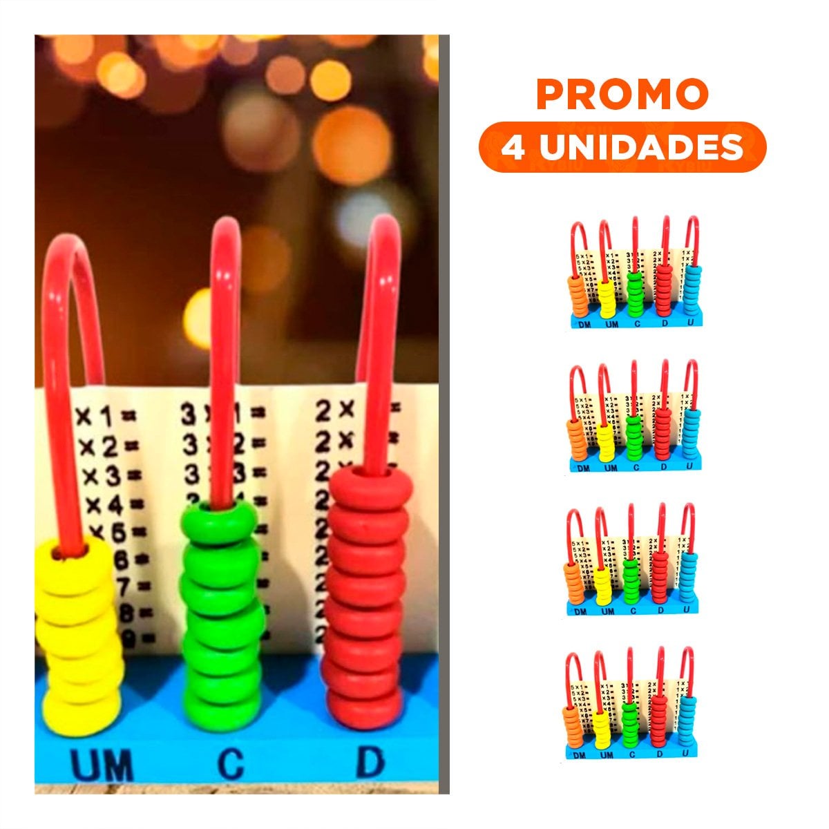 PACK4 CONTADOR EDUCATIVO VERTICAL DE MADERA COLORIDO YREGALO STICKER - 1