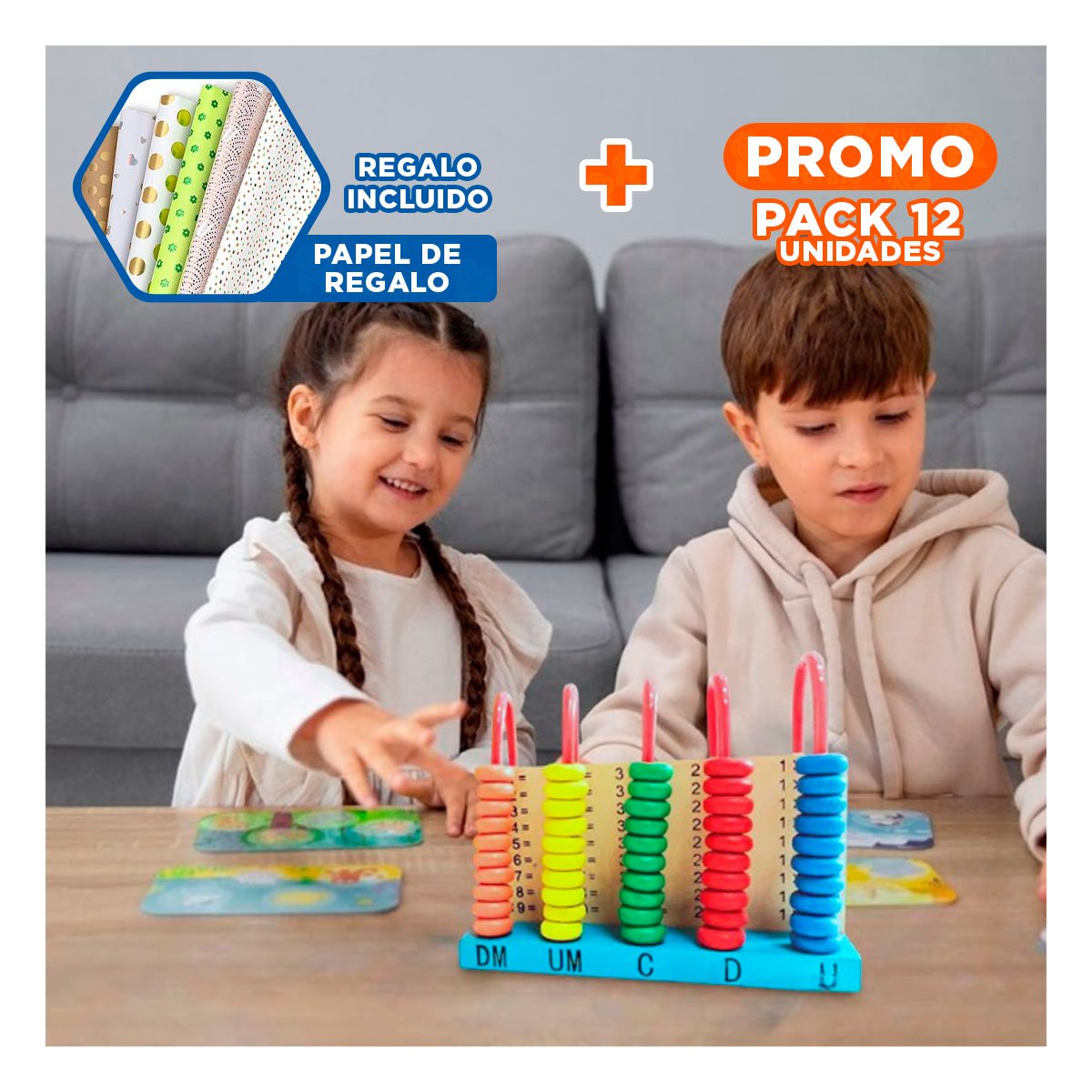 PACK12 JUGUETE CREATIVO VERTICAL DE MADERA DIVERTIDO YPAPEL REGALO - 1