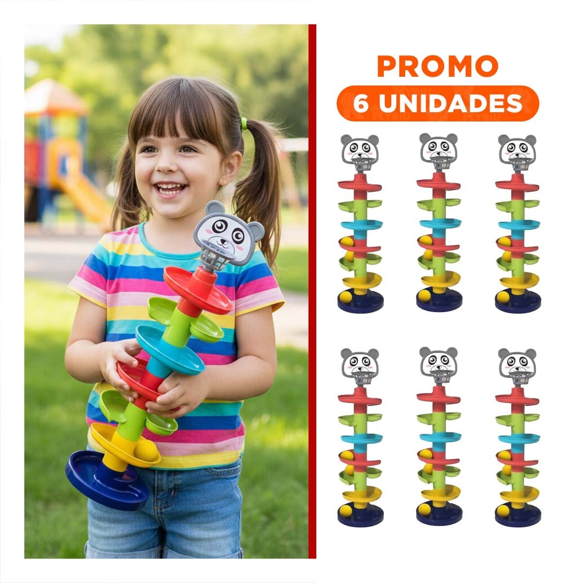 PACK6 DESLIZADERO CREATIVO INFANTIL DE 4 NIVELES CON 2 PELOTAS OSO - 1
